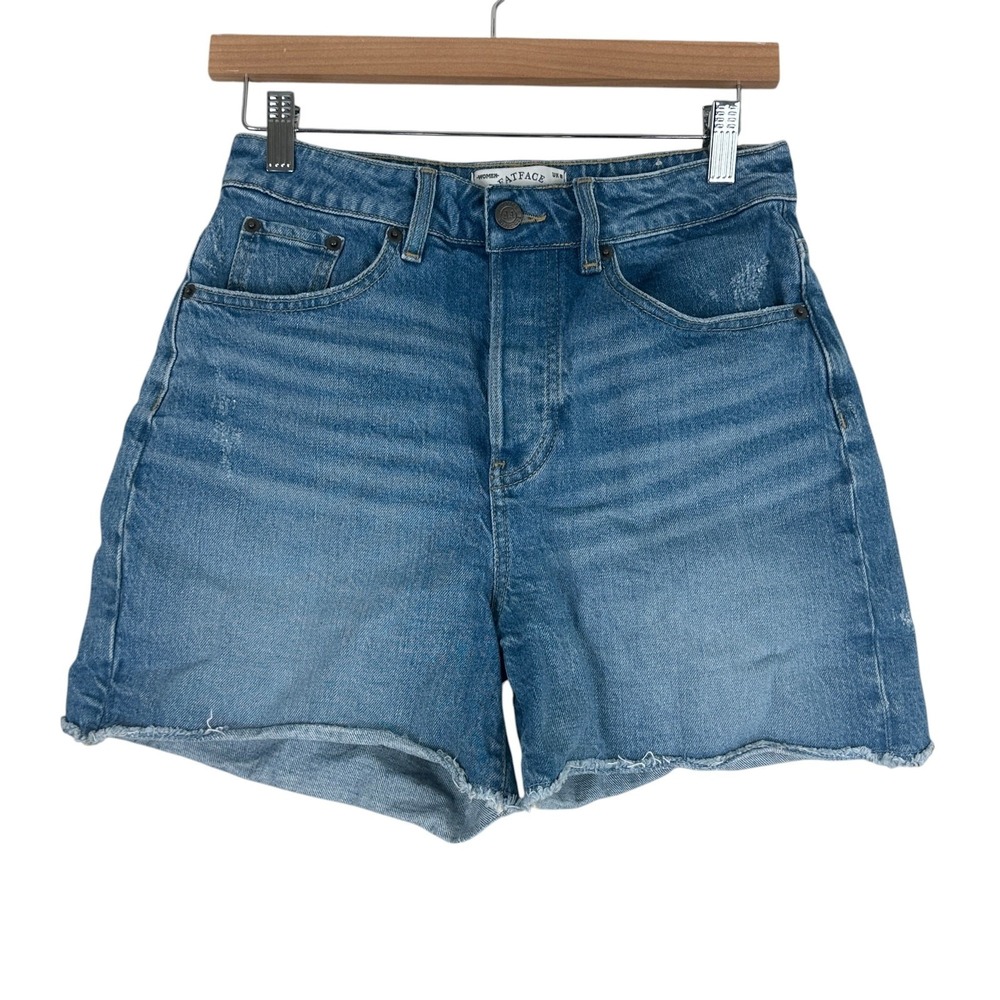 FatFace Courtney Cut Off Distressed Denim Shorts Mid Blue Summer Size UK 8